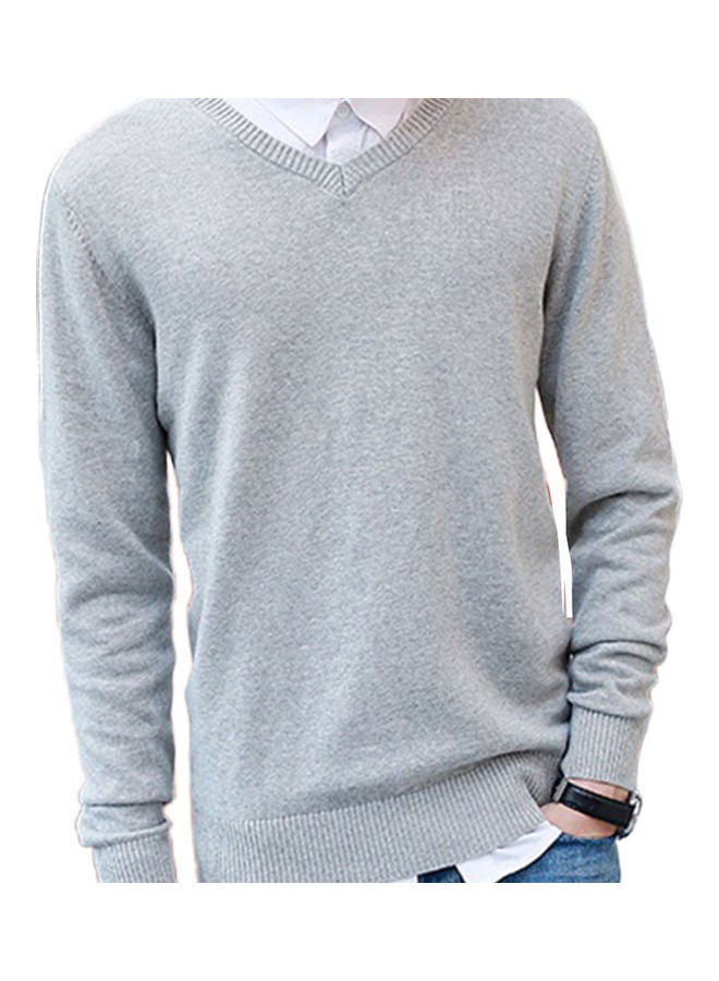Solid Knitwear Sweater Light Grey  - Image 1