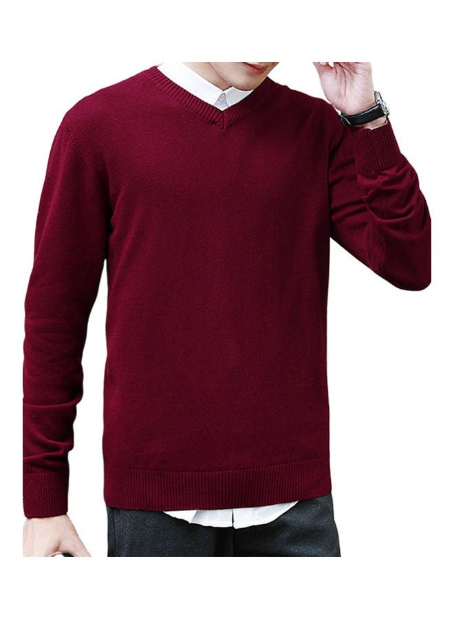 Solid Knitwear Sweater Wine Red  - Image 1