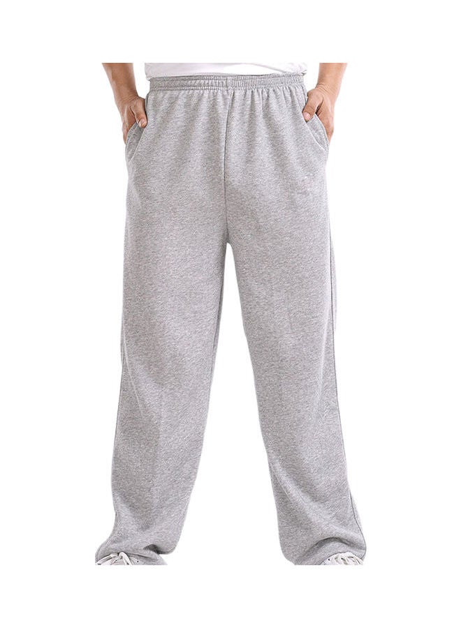 Elastic Waistband Pockets Detailed Pants Light Grey  - Image 1