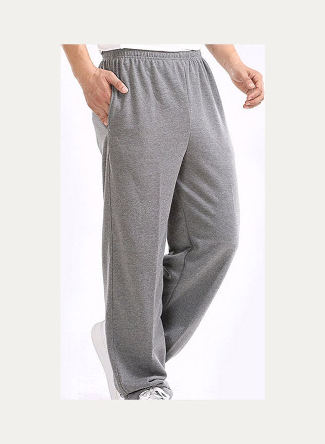 Elastic Waistband Pockets Detailed Pants Light Grey  - Image 3