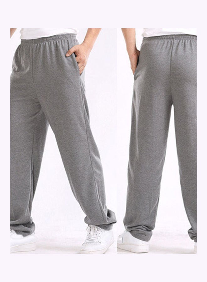 Elastic Waistband Pockets Detailed Pants Light Grey  - Image 4