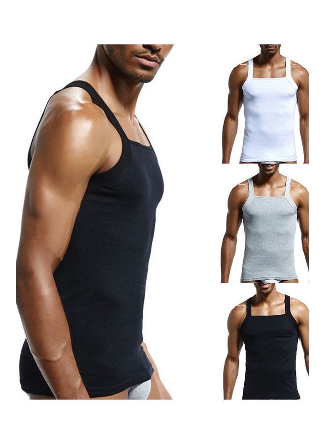 Solid Sleeveless Slim Vest Grey  - Image 4