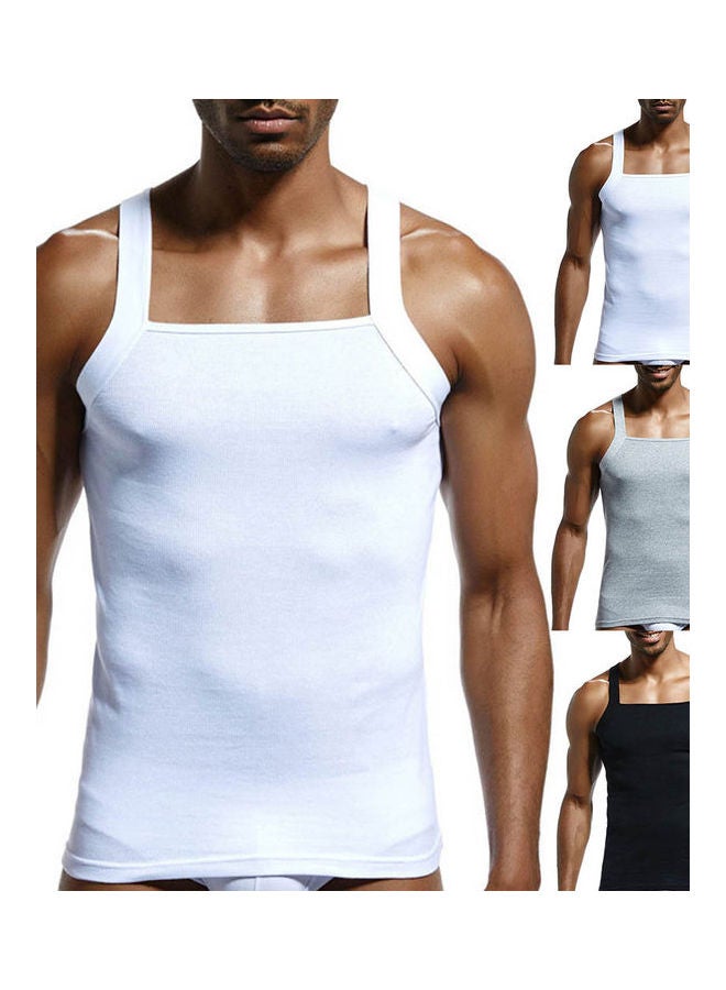 Solid Sleeveless Slim Vest Grey  - Image 3
