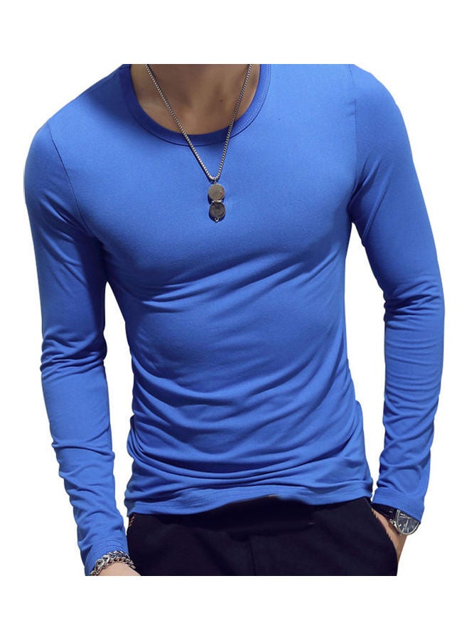 Casual O-Neck Long Sleeve Slim T-Shirt Sports Bottoming Top multicolour - Image 1