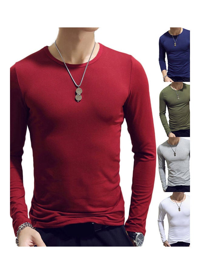Solid Slim Fit T-shirt Wine Red  - Image 2