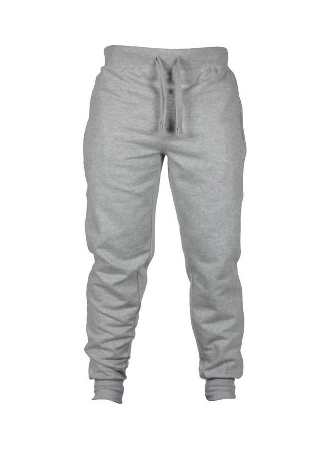 Waist Drawstring Detail Trousers Light Grey - Image 1