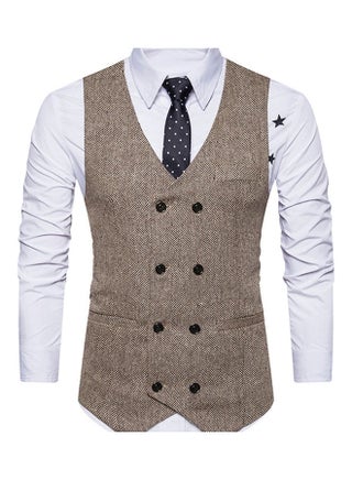 Double-Button Detail Waistcoat Khaki - v1606933229/N42702056V_1