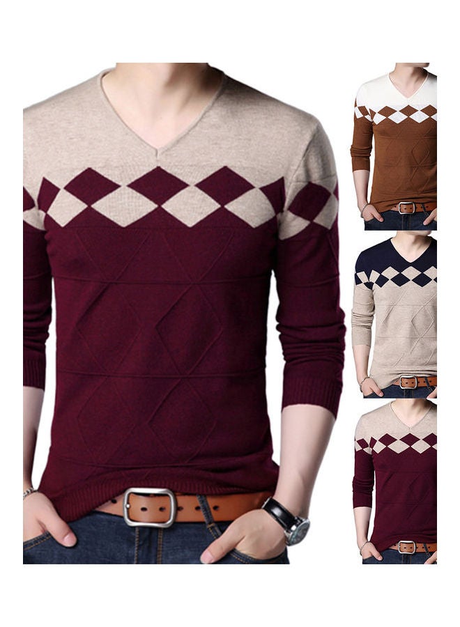 Generic - Knitwear Color Block Pullover Brown/Black - Image 1