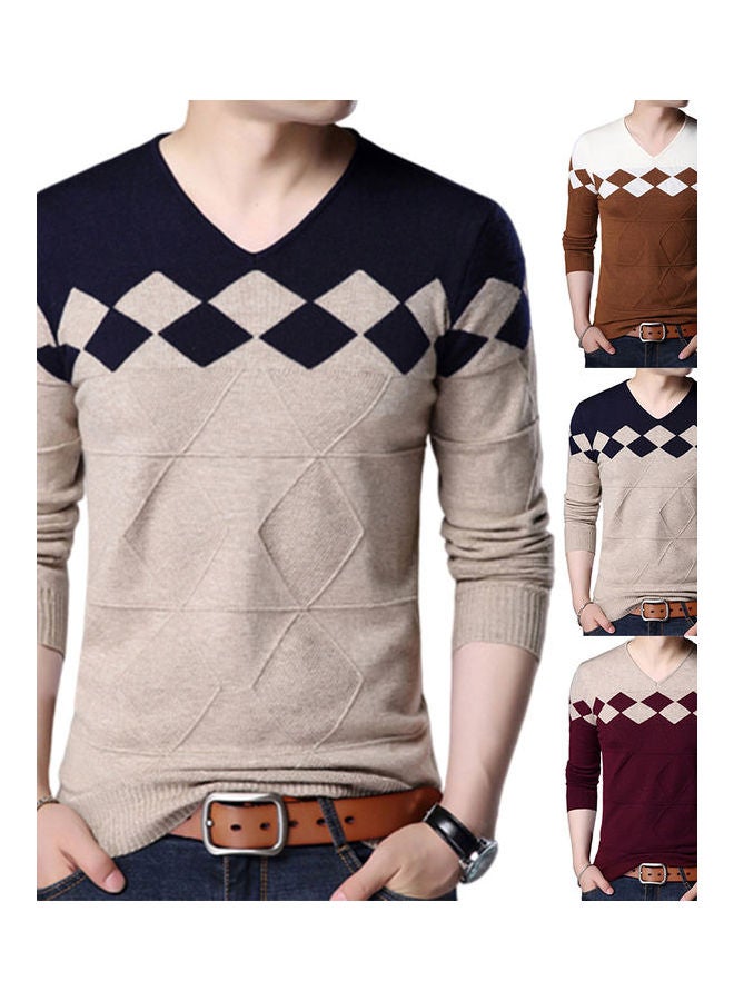Generic - Knitwear Color Block Pullover Brown/Black - Image 1