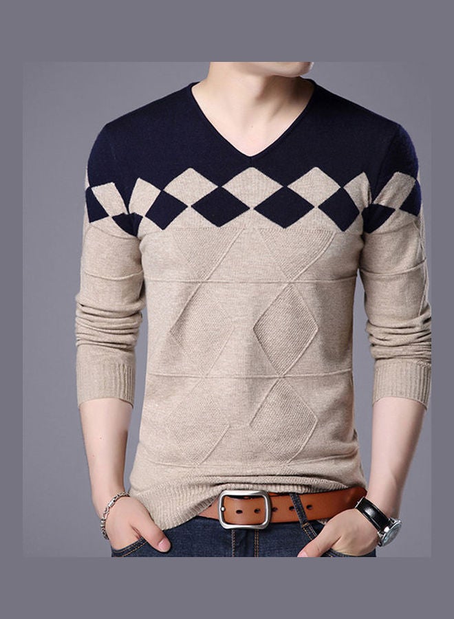 Generic - Knitwear Color Block Pullover Brown/Black - Image 1