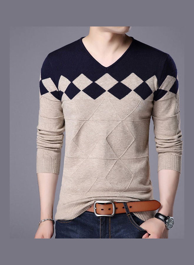 Generic - Knitwear Color Block Pullover Brown/Black - Image 1