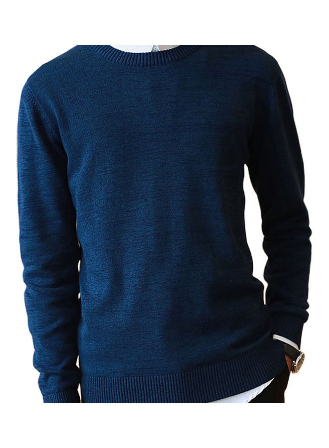 Ribbed Bottom Sweater Dark Blue - Image 1