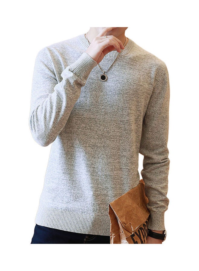 Ribbed Bottom Sweater Light Grey  - Image 1