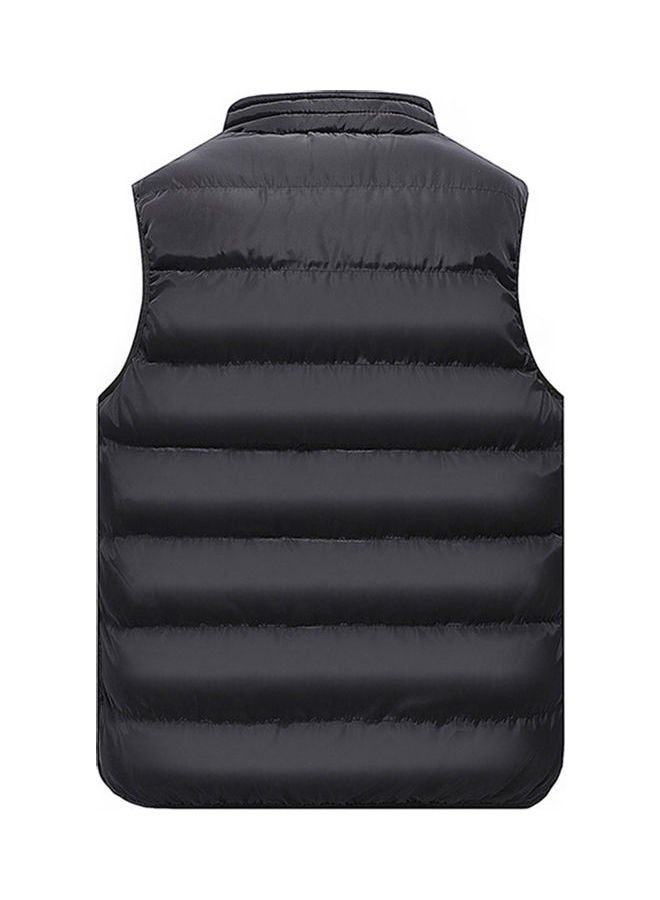 Generic - Winter Sleeveless Plaid Lining Short Warm Down Waistcoat Black - Image 1