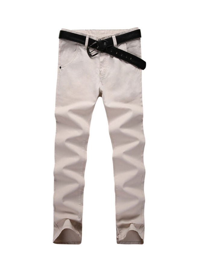 Button Cotton Straight Long Pants Pockets Business Trousers multicolour - Image 1