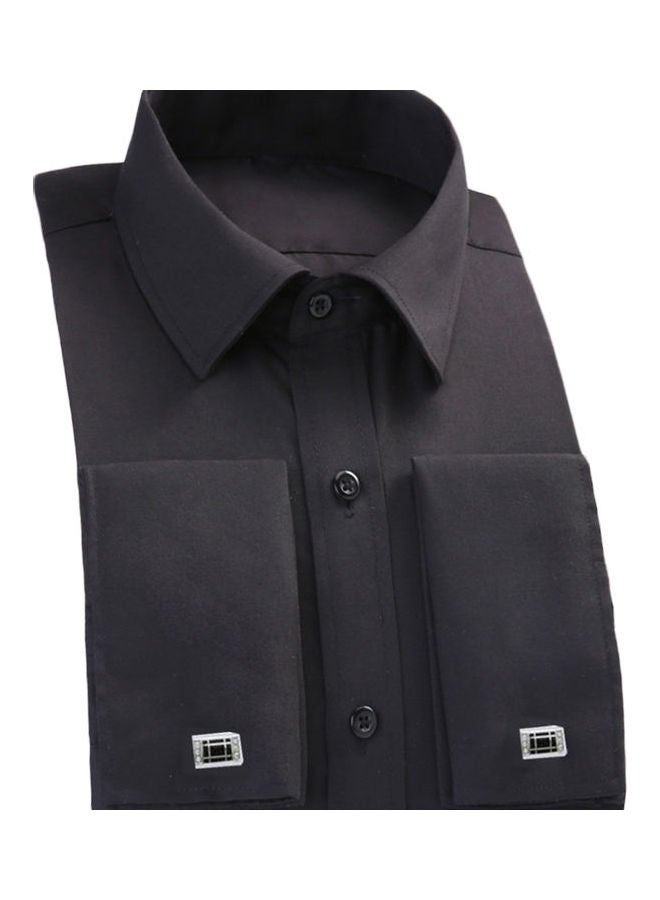 Fashion French Cuff Long Sleeve Cotton Business Shirt Top With Cufflinks multicolour  - Image 1