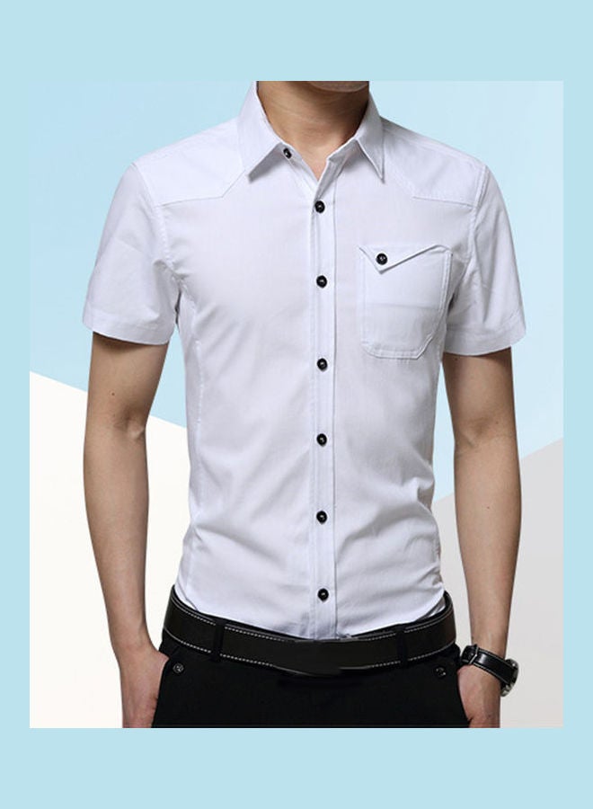 Solid Cotton Shirt Dark Blue - Image 5