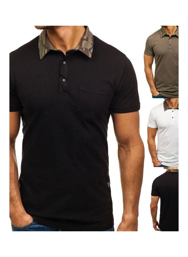 Generic - Camouflage Collar Short Sleeve T-Shirt White - Image 1