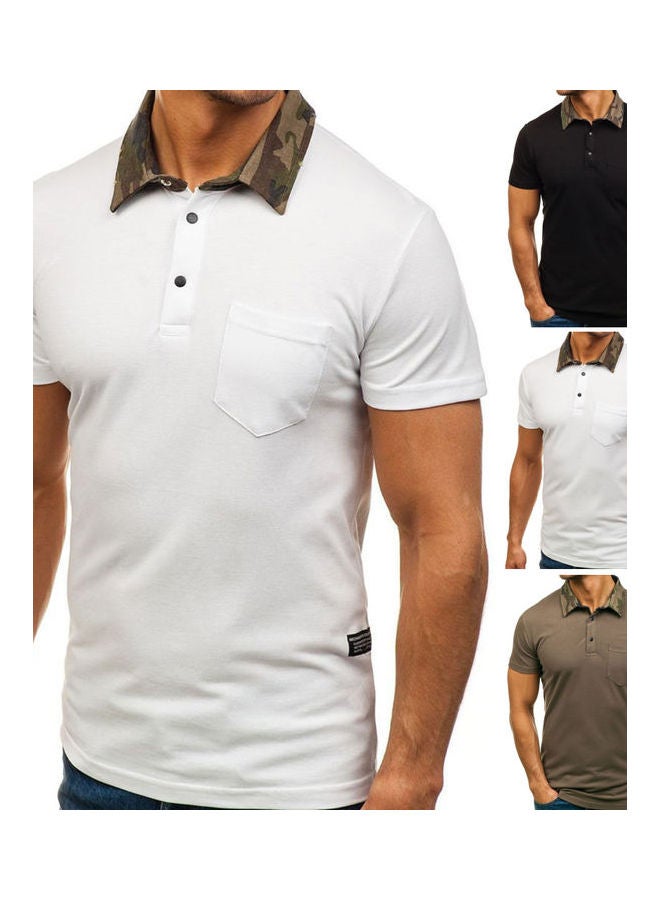 Generic - Camouflage Collar Short Sleeve T-Shirt White - Image 1