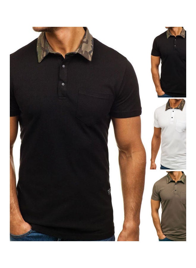 Generic - Camouflage Collar Short Sleeve T-Shirt White - Image 1
