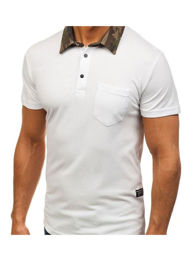 Generic - Camouflage Collar Short Sleeve T-Shirt White - Image 1