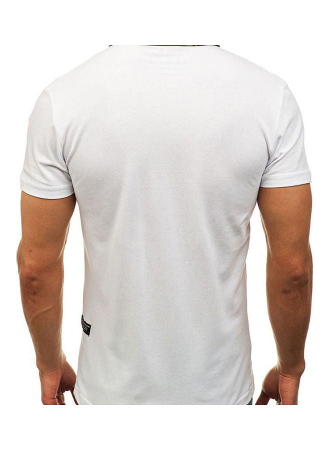 Generic - Camouflage Collar Short Sleeve T-Shirt White - Image 1