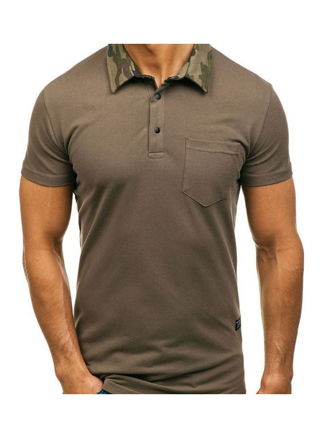 Generic - Camouflage Collar Short Sleeve T-Shirt White - Image 1