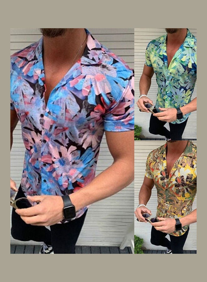 Floral Printed Shirt Blue - Image 3