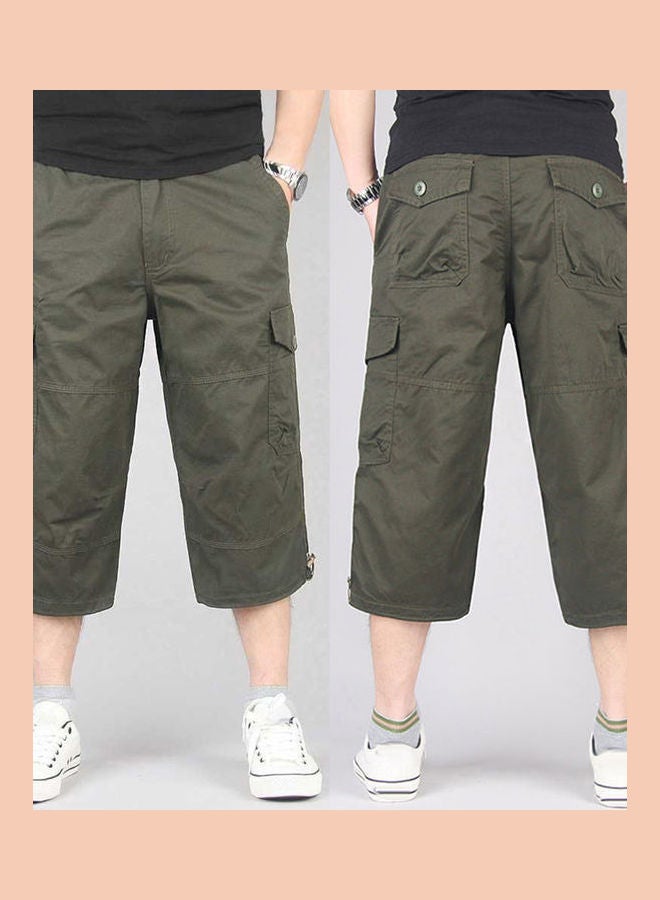 بنطال قصير سادة جيد التهوية اللون الأخضر العسكري - Image 5