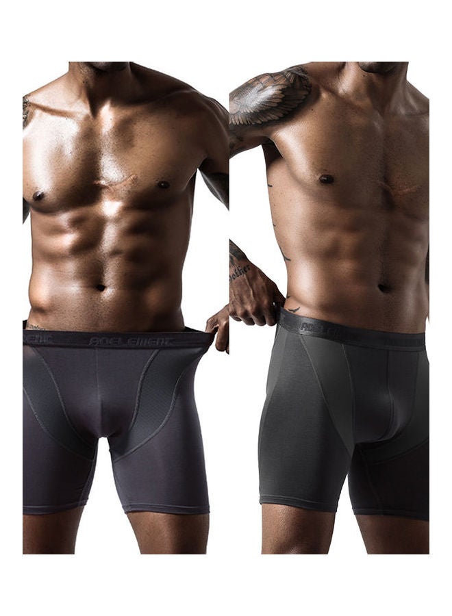 Men Quick Dry Elastic Training Fitness Trunks Compression Exercise Sports Shorts Black  - Image 5