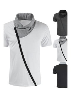 Turtle Neck Buttons Detail T-shirt White