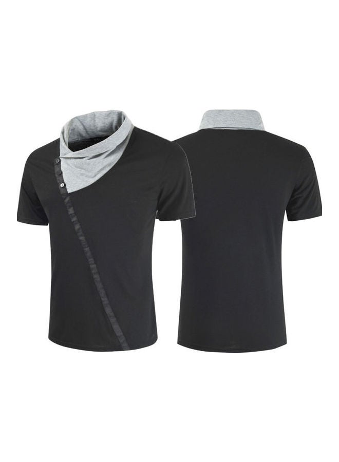 Generic - Turtle Neck Buttons Detail T-shirt White - Image 1