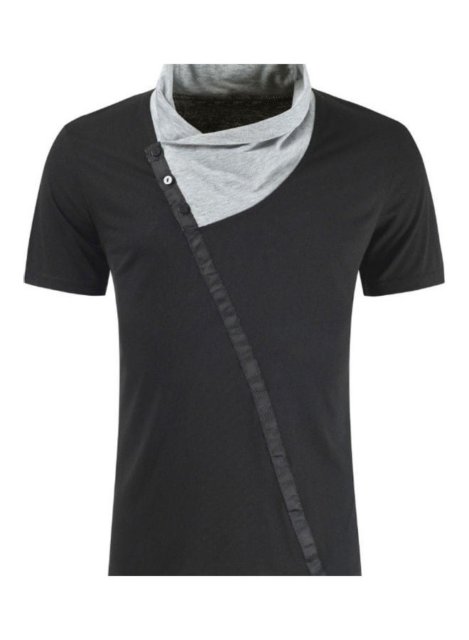 Generic - Turtle Neck Buttons Detail T-shirt White - Image 1
