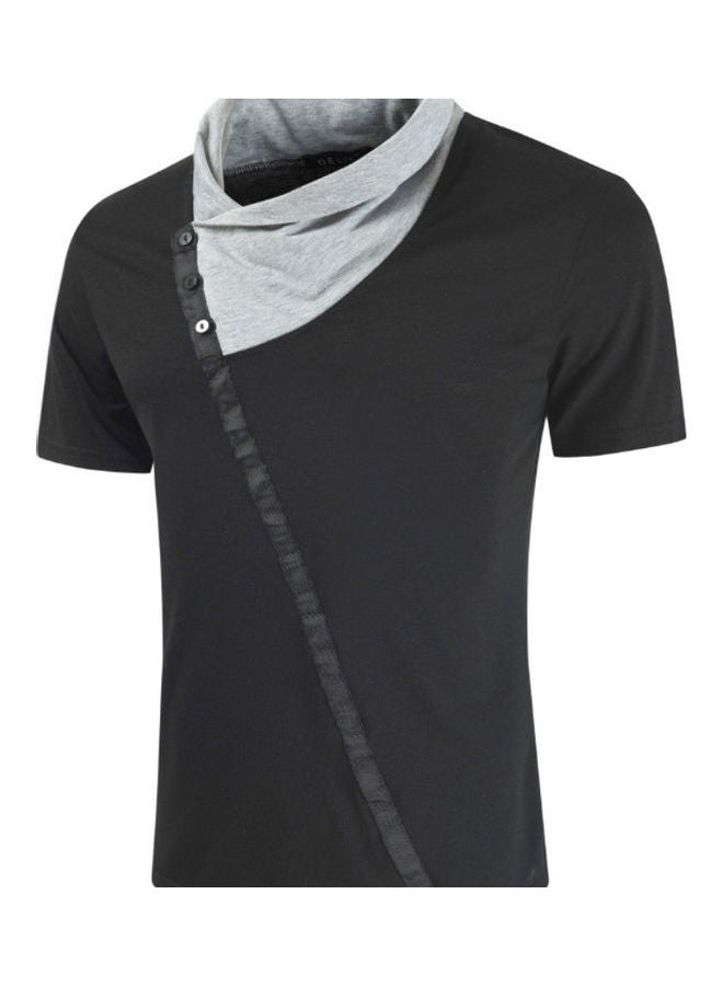 Generic - Turtle Neck Buttons Detail T-shirt White - Image 1