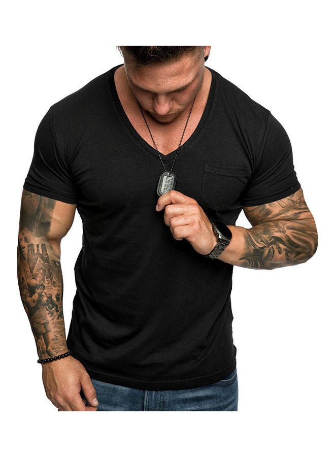 Solid Cotton T-Shirt Black - Image 1