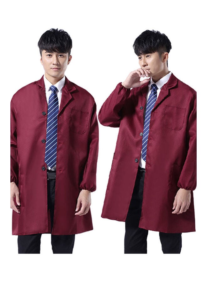 Men Dustproof Long Short Sleeve Buttons Pockets Warehouse Lab Coat Work Clothing Cobalt Blue  - Image 5