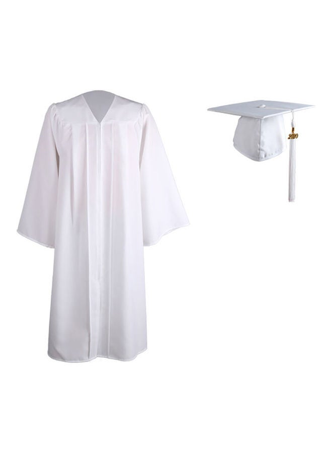 Graduation Gown Robe With Cap White  - Image 2