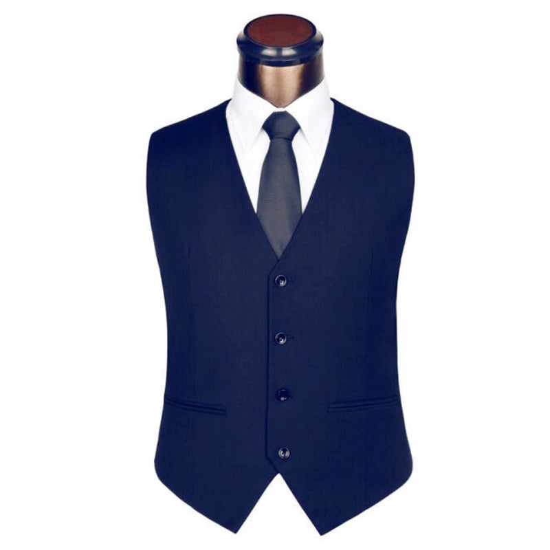 Solid Back Straps Detailed Waistcoat Dark Blue - Image 1