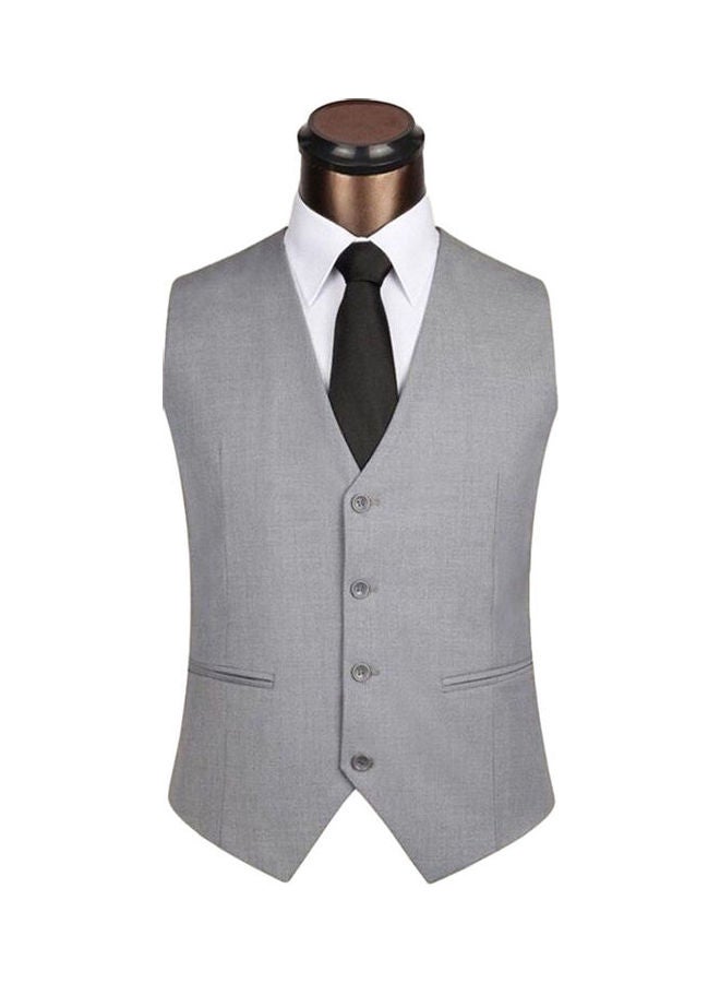Solid Back Straps Detailed Waistcoat Grey - Image 1