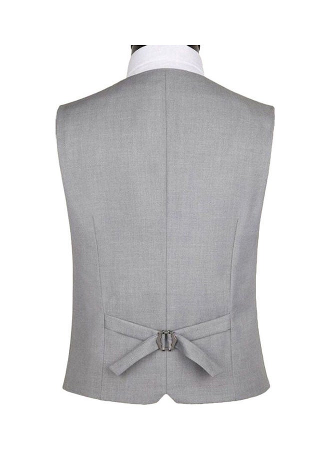 Solid Back Straps Detailed Waistcoat Grey - Image 5