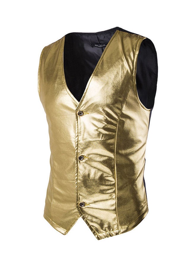صدرية ضيقة سادة ذهبي - Image 1