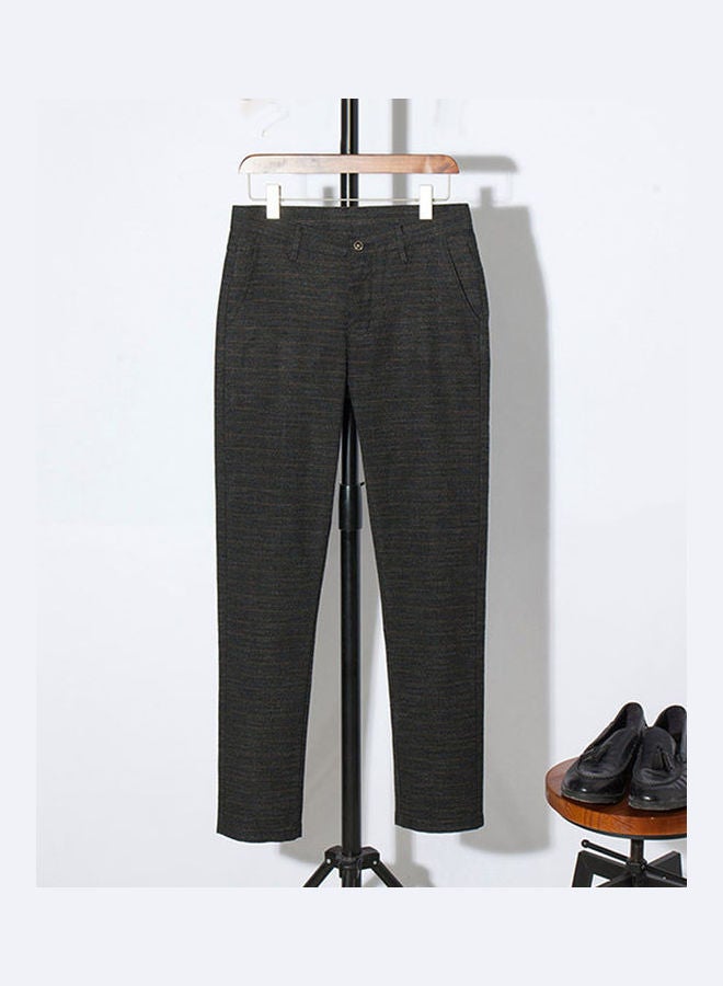 Men Solid Color Zip Button Closure Pockets Straight Long Pants Business Trousers Blue - Image 4