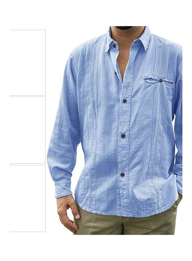 قميص لون موحد بأكمام طويلة أبيض - Image 5