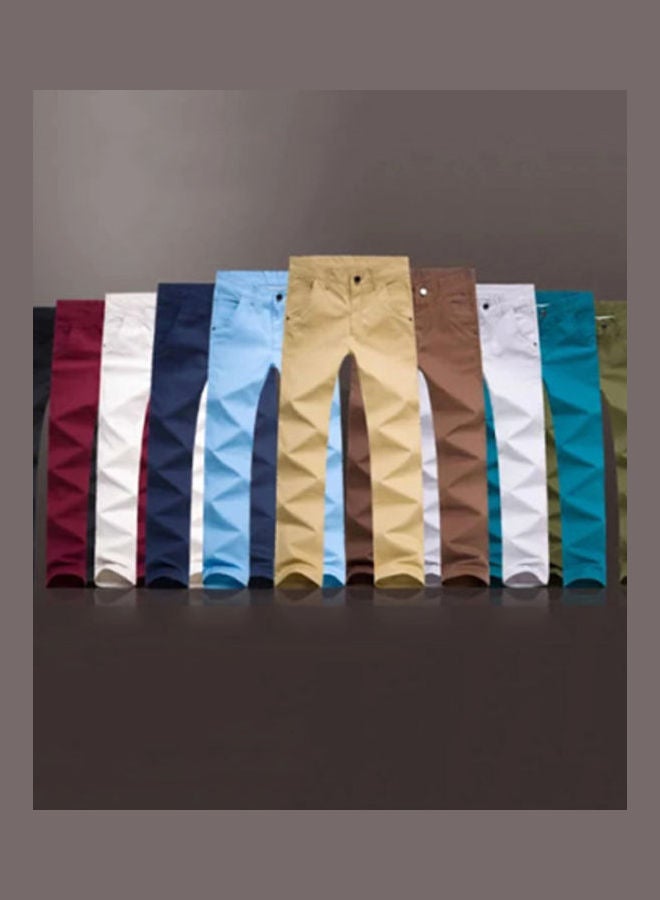 Casual Pockets Cotton Long Pants Straight Trousers multicolour - Image 4