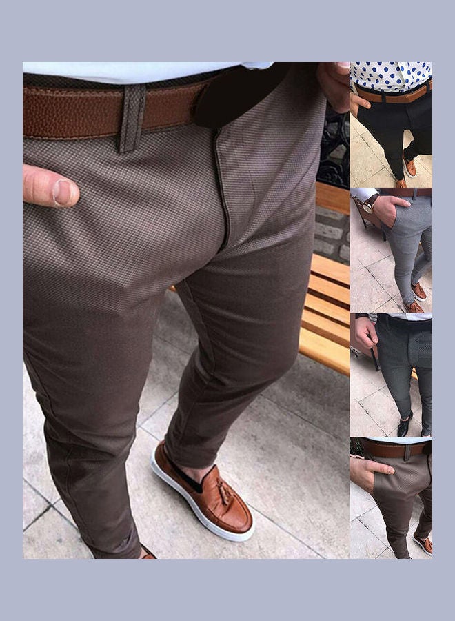 Solid Cotton Trousers Coffee  - Image 3