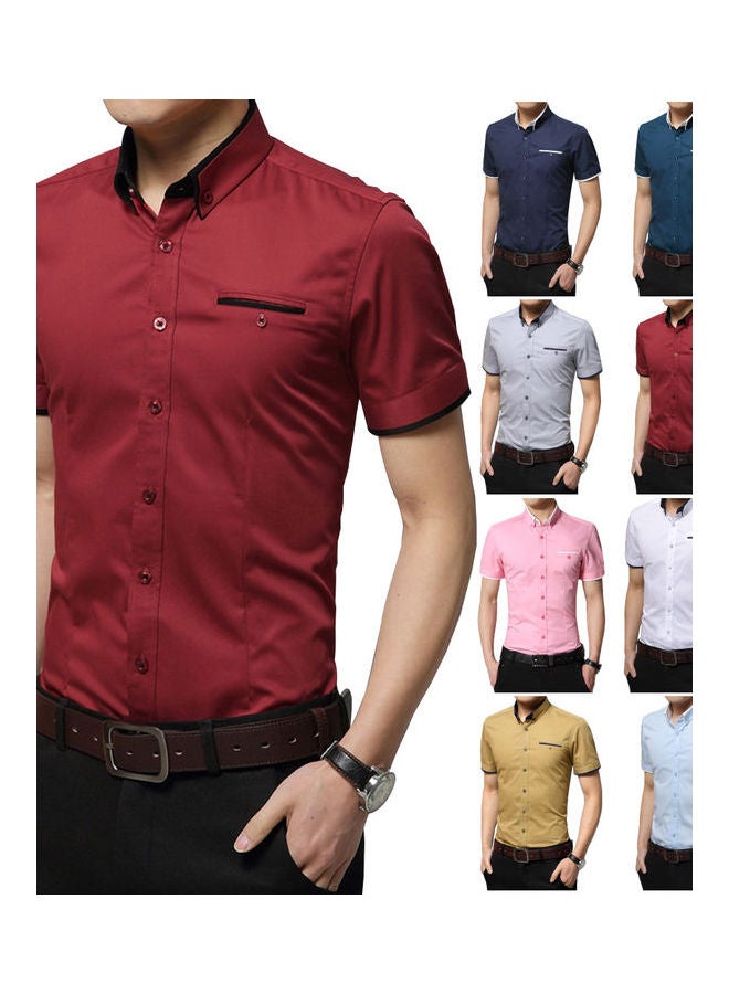 Solid Button Detail Shirt Light Blue - Image 2