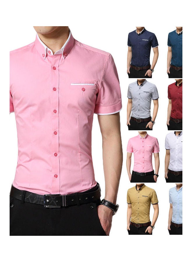 Solid Pocket Detailed Shirt Pink - Image 5