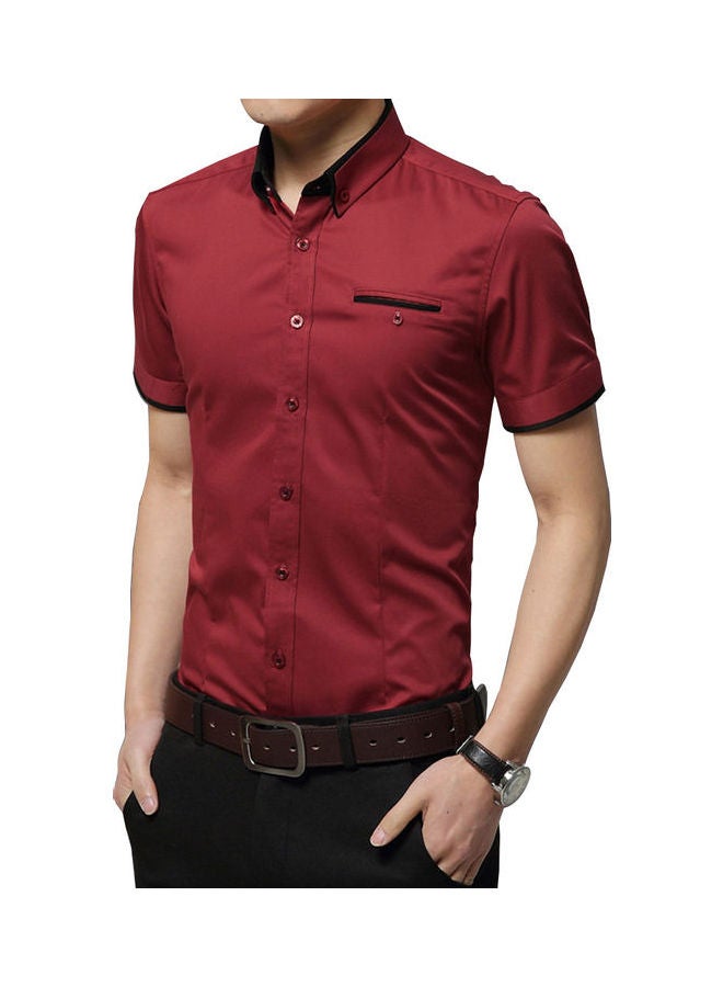Solid Pocket Detailed Shirt Wine Red - Image 1