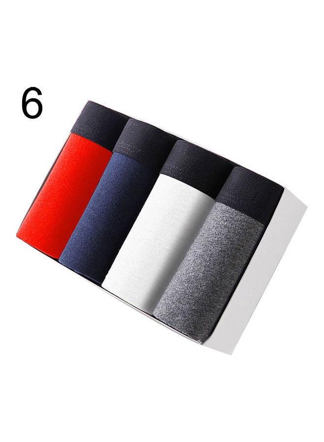 4-Piece Elastic Cotton Boxers Blue/White/Grey  - Image 1