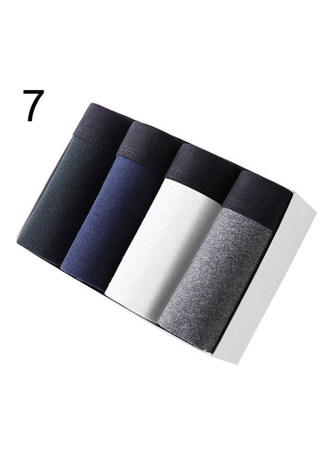 4-Piece Elastic Cotton Boxers Blue/White/Grey  - Image 1